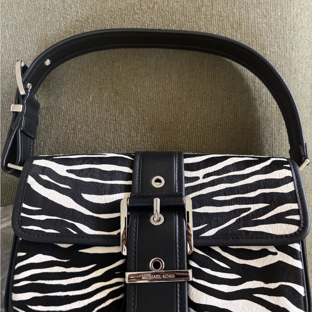 Michael Kors Black and White Zebra Print Shoulder Bag